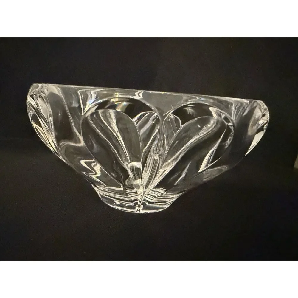 🌟 Vintage Signed Art Glass Bowl | Etched Cut Crystal Style | 5.75